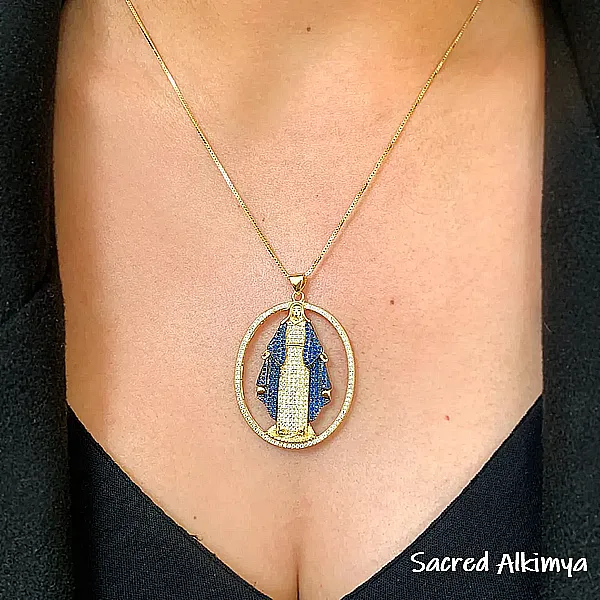 Medalha Nossa Senhora com Manto Azul - Image 6